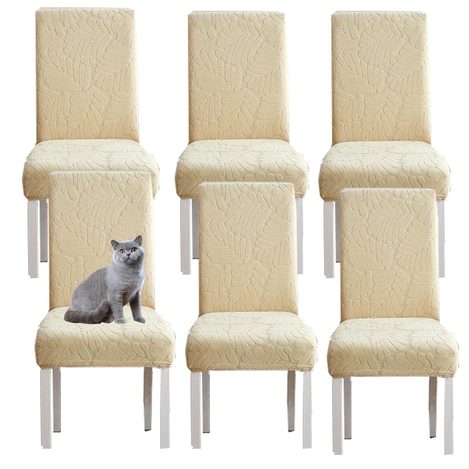 NMVAWIPT Jacquard High Back Stretch Knitted Fleece Chair Covers For Dining Room Home Wedding Banquet Hotel(#2,6pcs)