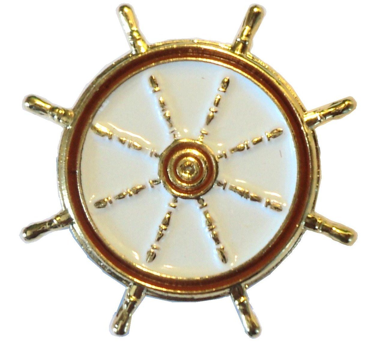 Ships Wheel Helm Metal Enamel Badge Lapel Pin or Brooch