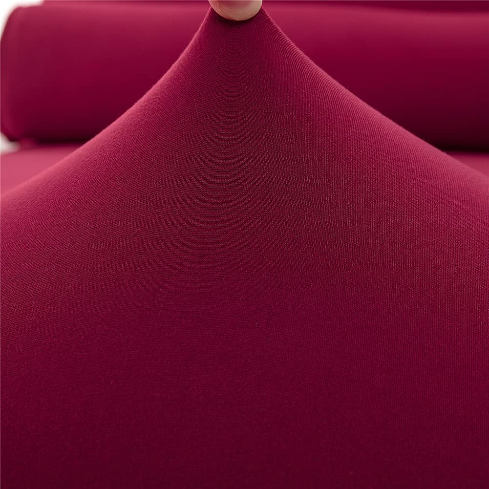 Chaise Lounge Cover Elasticity Chaise Longue Slipcover Luxury Chaise Chair Covers for Living Room Indoor Furniture Cover Slipcovers for Chaise Lounge Ultra Soft Machine Washable (Wine red)