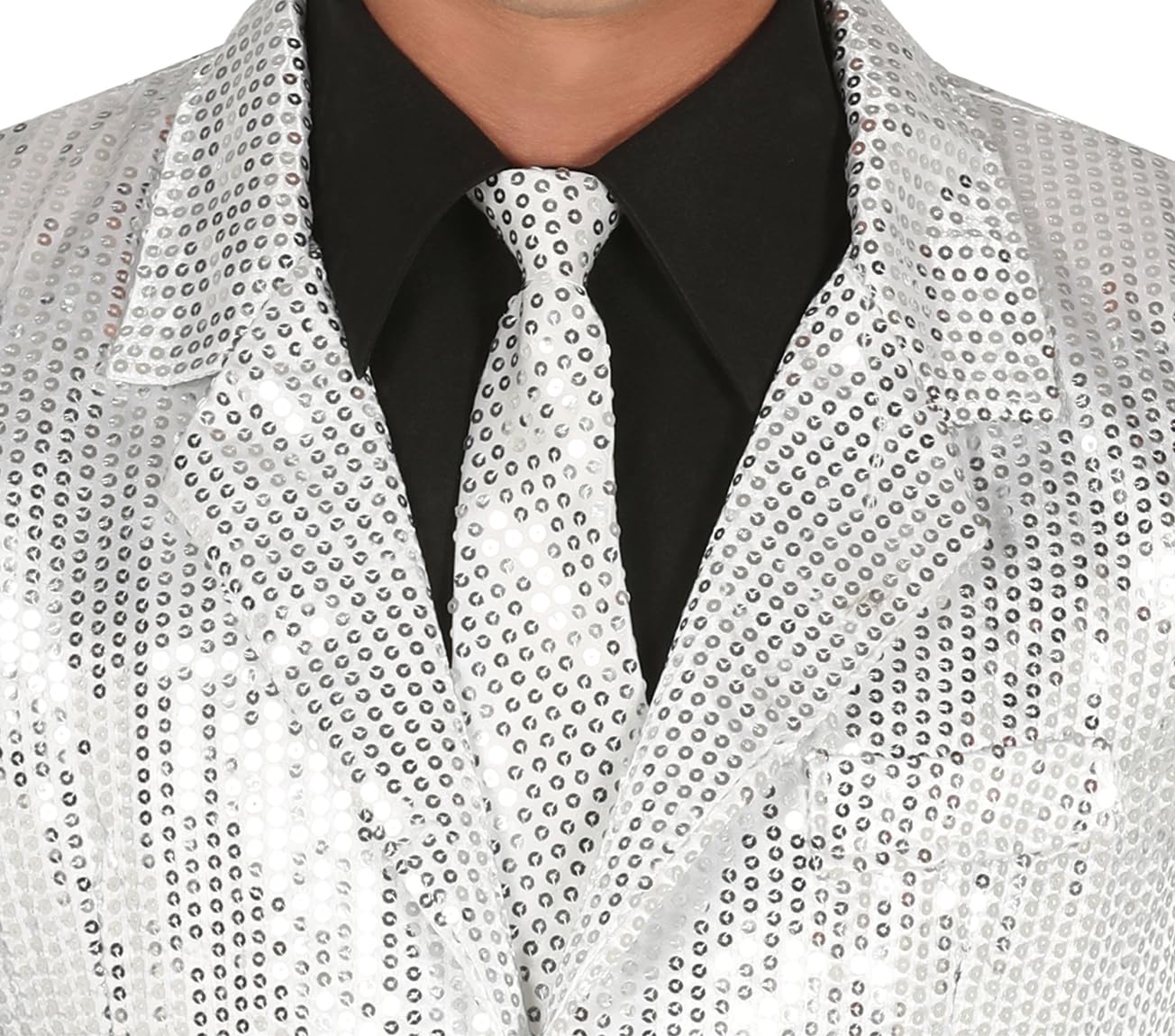 FIESTAS GUIRCA | Giacca di Paillettes Argento per Uomo - Costume Anni '70 e Feste di Natale e Capodanno - Ideale per Celebrazioni ed Eventi in Maschera - Adulto