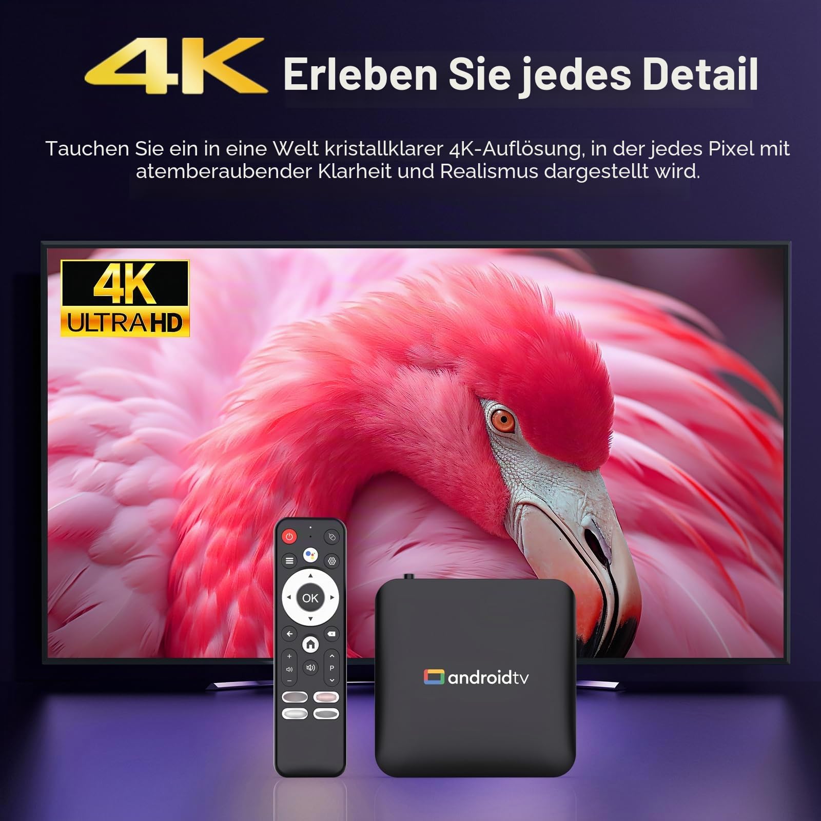 Android 14.0 TV Box 64bit 2GB RAM 16GB ROM Amlogic S905L3 100M Ethernet WiFi6 Dual-WiFi 2.4G/5G 4K BT5.x USB TV Box