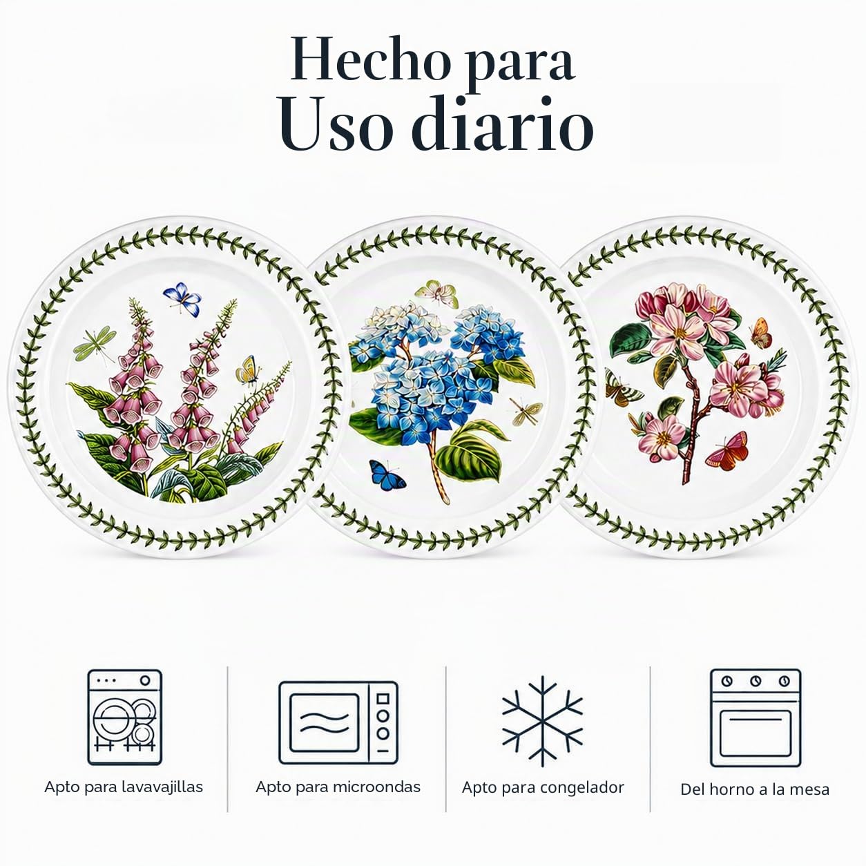 Portmeirion Botanic Garden - Juego de platos (6 unidades, 25 cm), diseño de flores