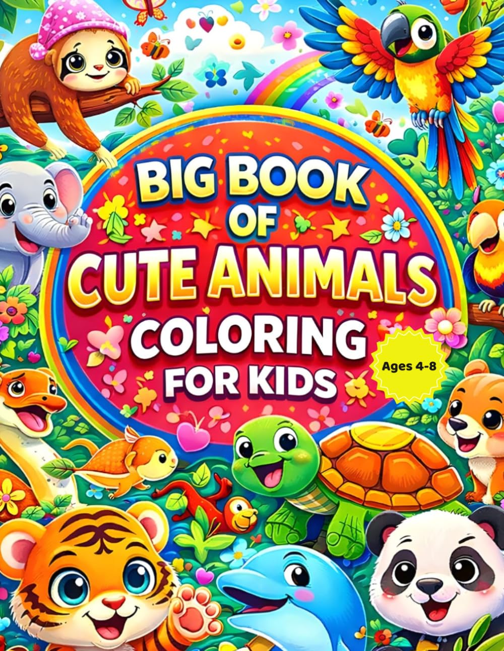 Big Book Of Cute Animals Coloring For kids: Fun And Easy Animal Coloring Pages For Ages 4-8 | Cute Land, River, Mountain & Pond Animals With Fun Facts.