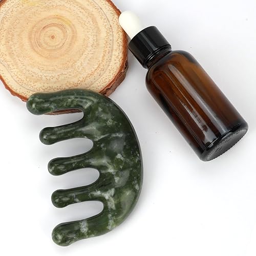 Miniatura 9 de gemshan Masaje de cuero cabelludo para cabeza, peine de jade para masajeador para el cuidado del cuero cabelludo, peine de dientes anchos