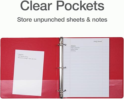 Miniatura 3 de Cardinal Carpetas de 3 anillas, 1.5 pulgadas, anillos redondos, capacidad para 350 hojas, vista de presentación ClearVue, antiadherente, varios