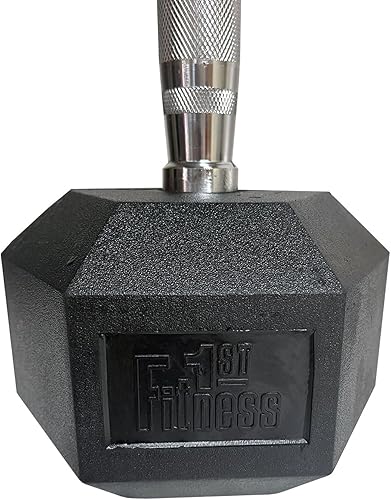 Miniatura 5 de Fitness First Par de mancuernas hexagonales de goma de 100 libras, negro (F1DB2 de 100 libras)