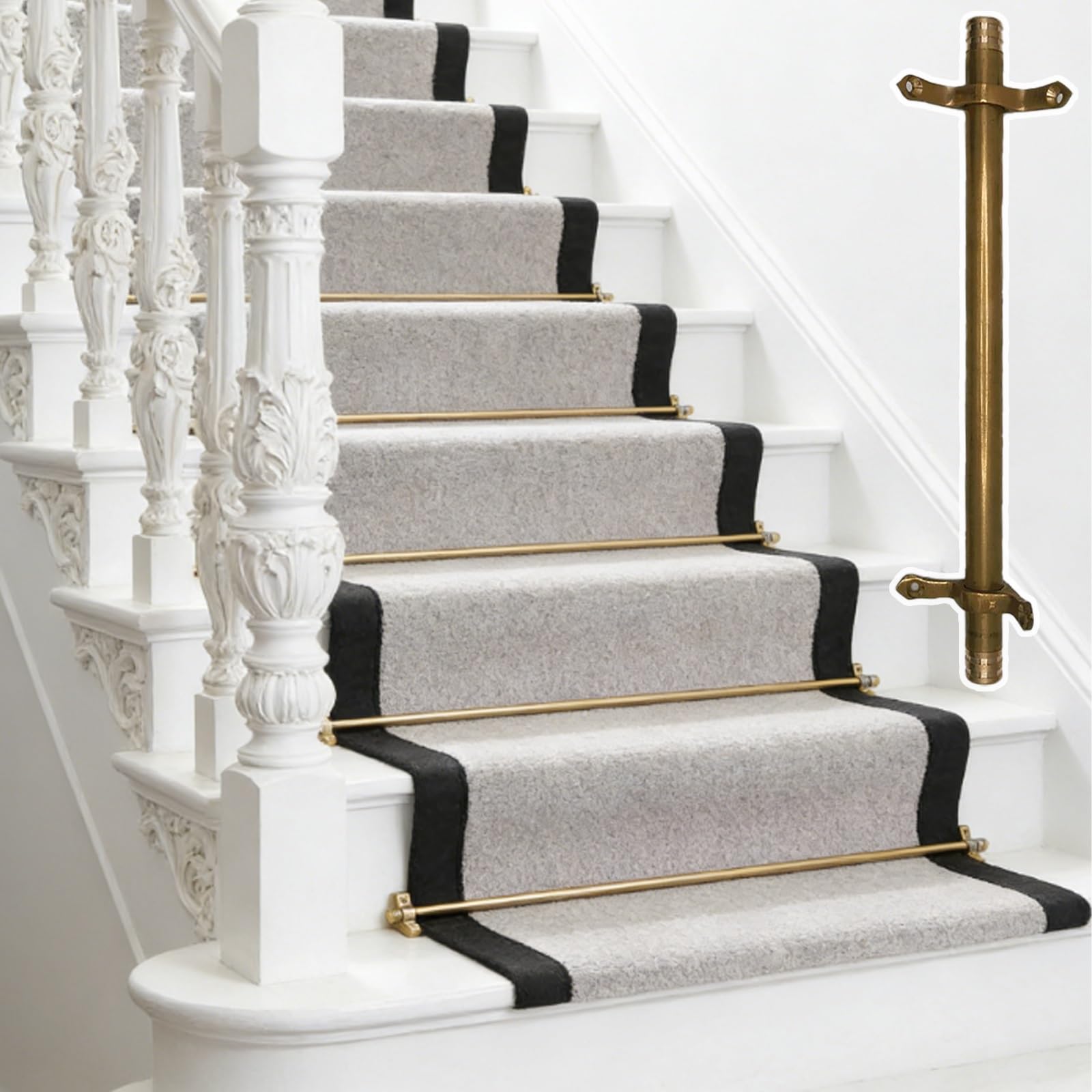 Supports tapis d'escalier tubulaires mats 104 cm pour la sécurité des passages