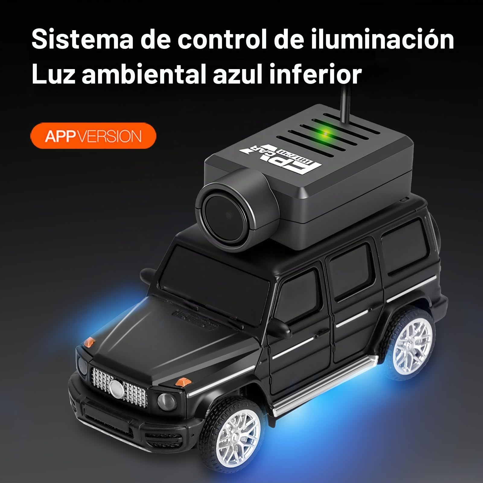 GoolRC WLtoys 6406 Mini coche teledirigido 2,4 GHz, escala 1:64, FPV, mando a distancia con cámara 720P, vehículo de control APP con luces LED para adultos, sin mando a distancia (negro)