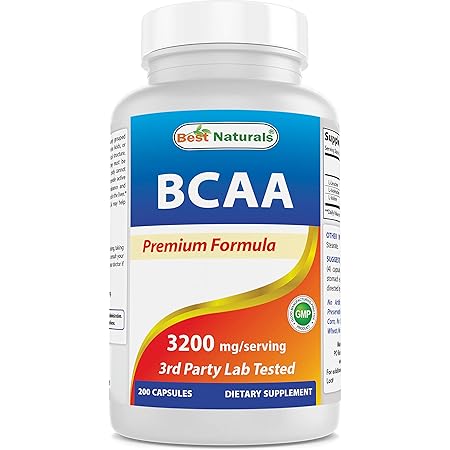 Best Naturals BCAA Branch Chain Amino Acid, 3200mg per Serving, 200 Capsules - Pharmaceutical Grade - 100% Pure Instantized Formula | Pre/Post Workout Bodybuilding Supplement | Boost Muscle Growth