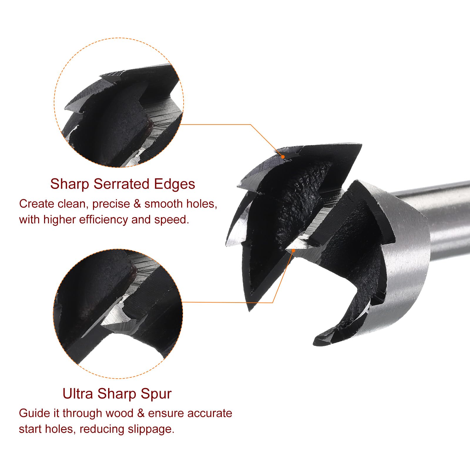 HARFINGTON 15/32" (12mm) Forstner Drill Bit – High-Speed Steel Multi-Tooth, Round Shank For Wood & Plywood