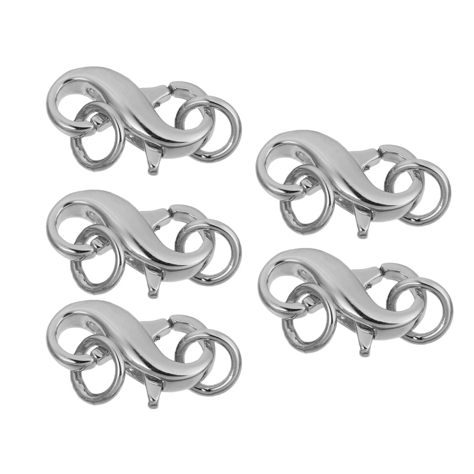 Encantos de cuentas 5 piezas de broche de collar de metal con accesorios de plata de bricolaje en capas Extensor de pulsera de apertura hecha a mano Cabezas de doble artesanía, anillos, fornituras Ani