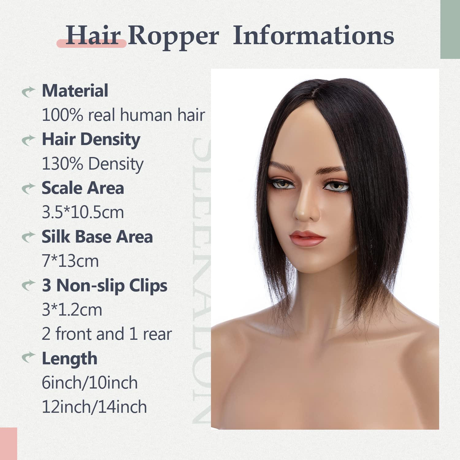 Amazon.com : SLEEKALON Real Human Hair Toppers 150% Density  display picture 1