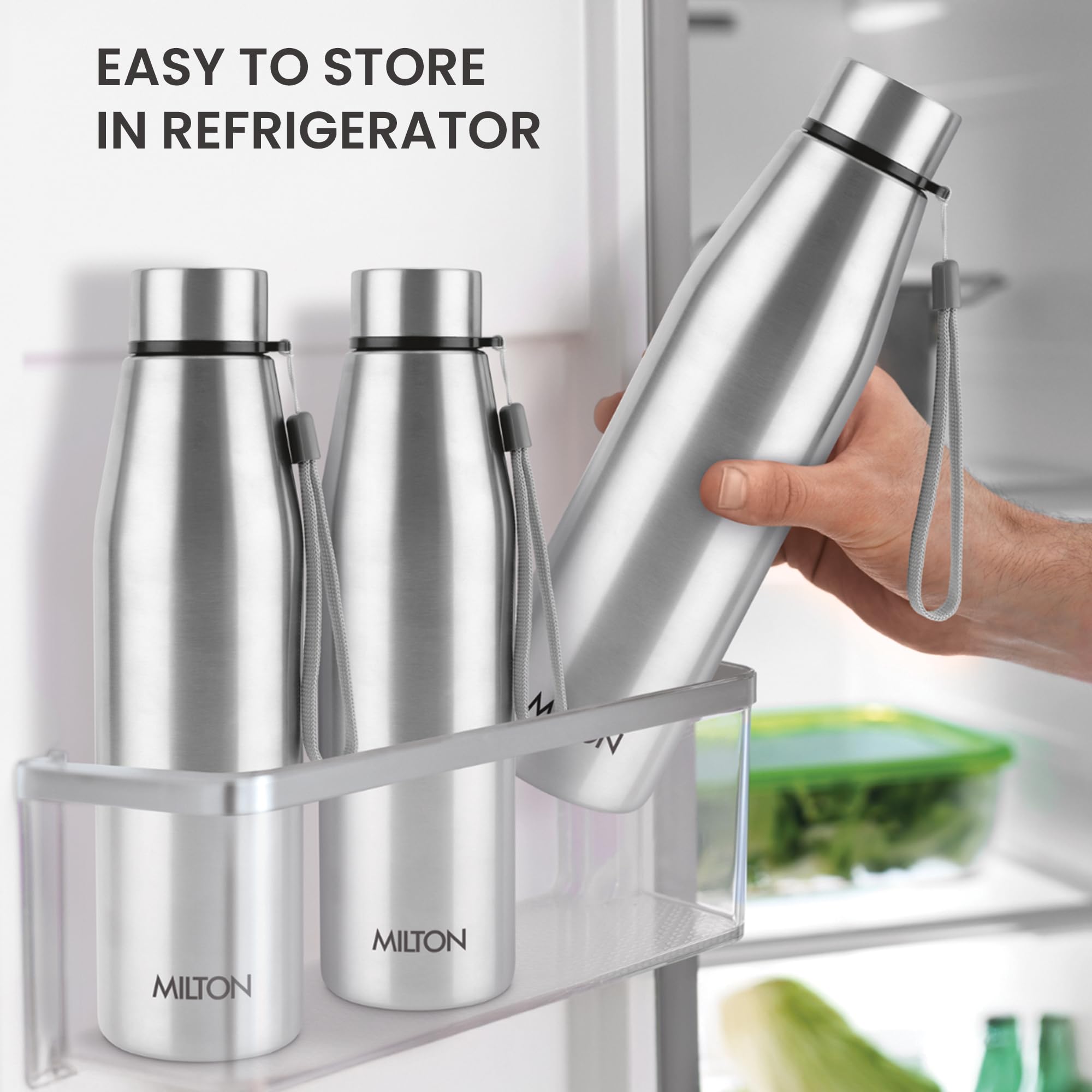 MILTON Drift 1000 Stainless Steel Water Bottle 950 ml, Set of 3, Single Walled, ISI Certified I Leak Proof Lid, Rust Proof I For School, Office, Gym I Silver — Amazon image 7