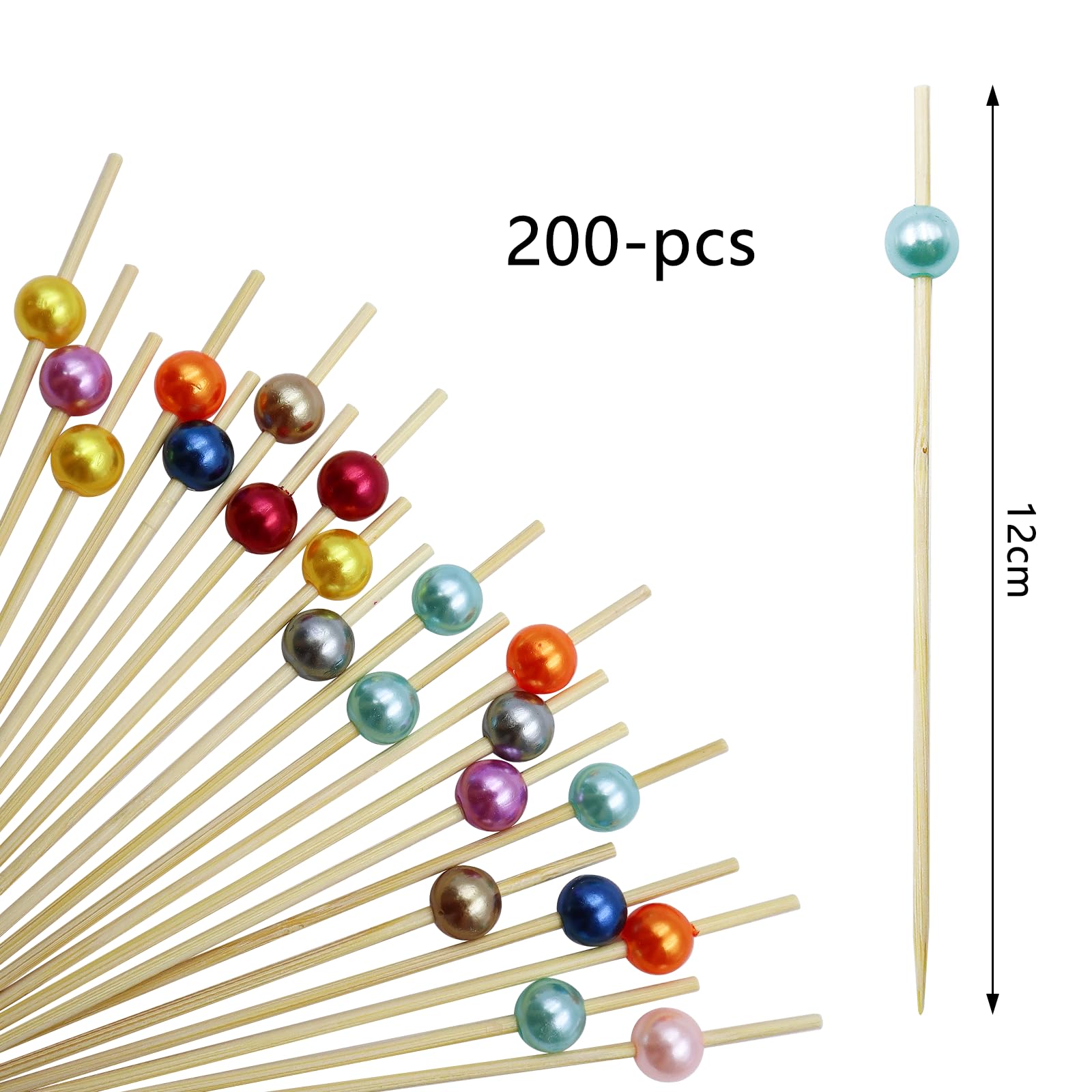 Set di 200 spiedini per fingerfood cocktail in legno, stuzzicadenti a forma di cuore, per piccoli snack e cocktail