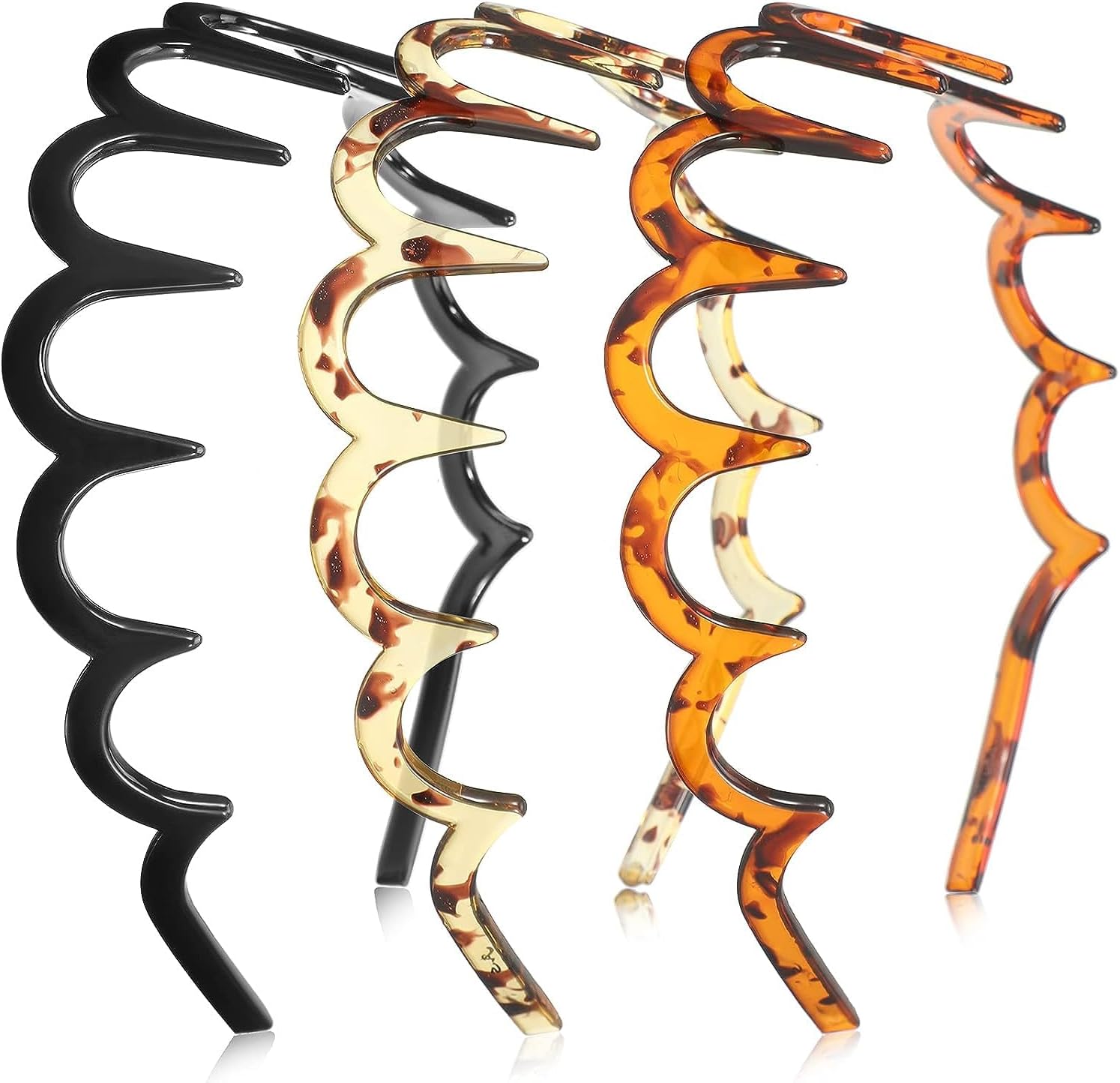 3 Pieces Zig Zag Shark Tooth Headbands Comb Zigzag Plastic Hoop U Shaped Shark Tooth Hair Bands Black Zag Hairbands Wave Shape Plastic Hair Band for Women Girls Hair Accessory Styling