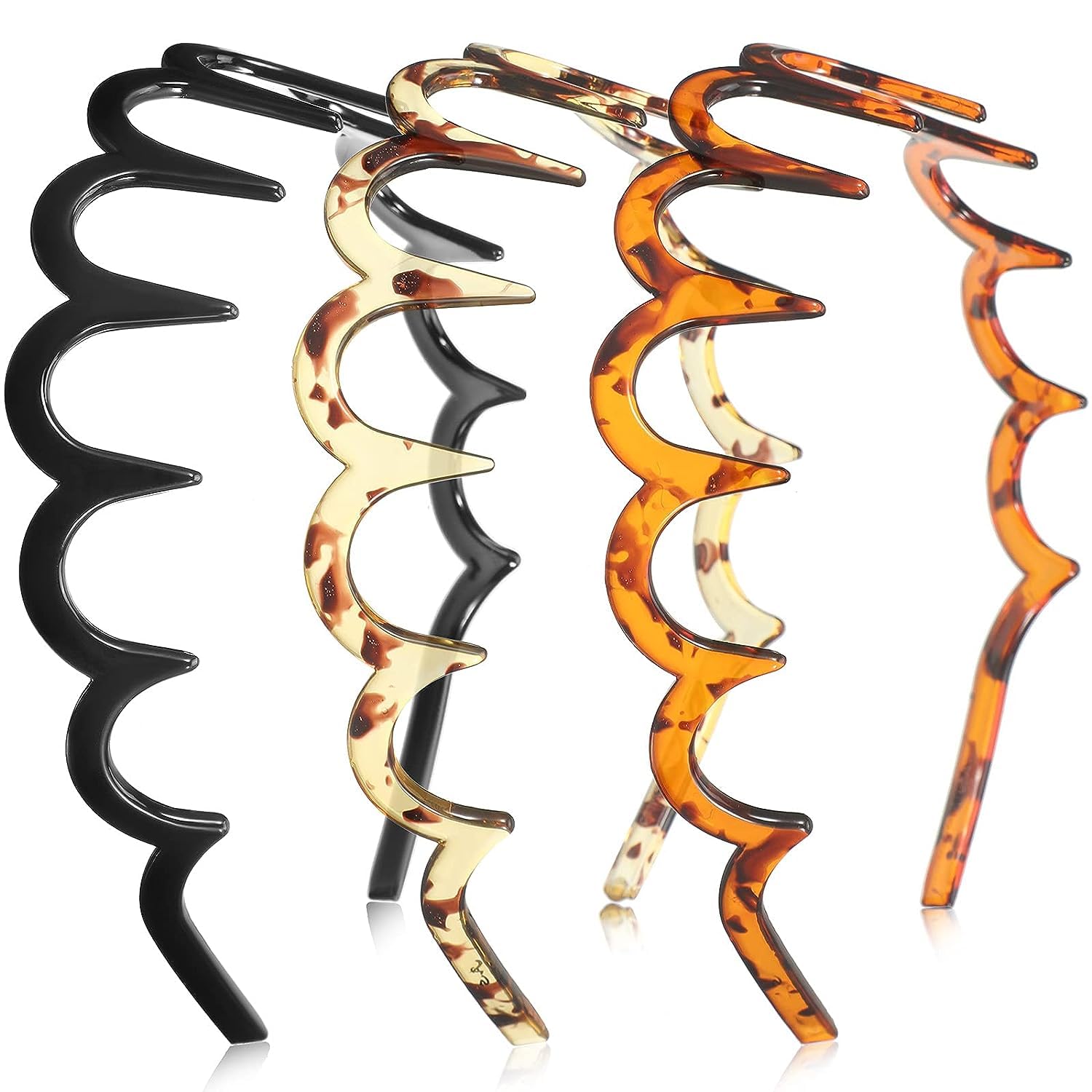 autowrap 3 Pieces Zig Zag Shark Tooth Headbands Comb Zigzag Plastic Hoop U Shaped Shark Tooth Hair Bands Black Zag Hairbands Wave Shape Plastic Hair Band for Women Girls Hair Accessory Styling-picture-24