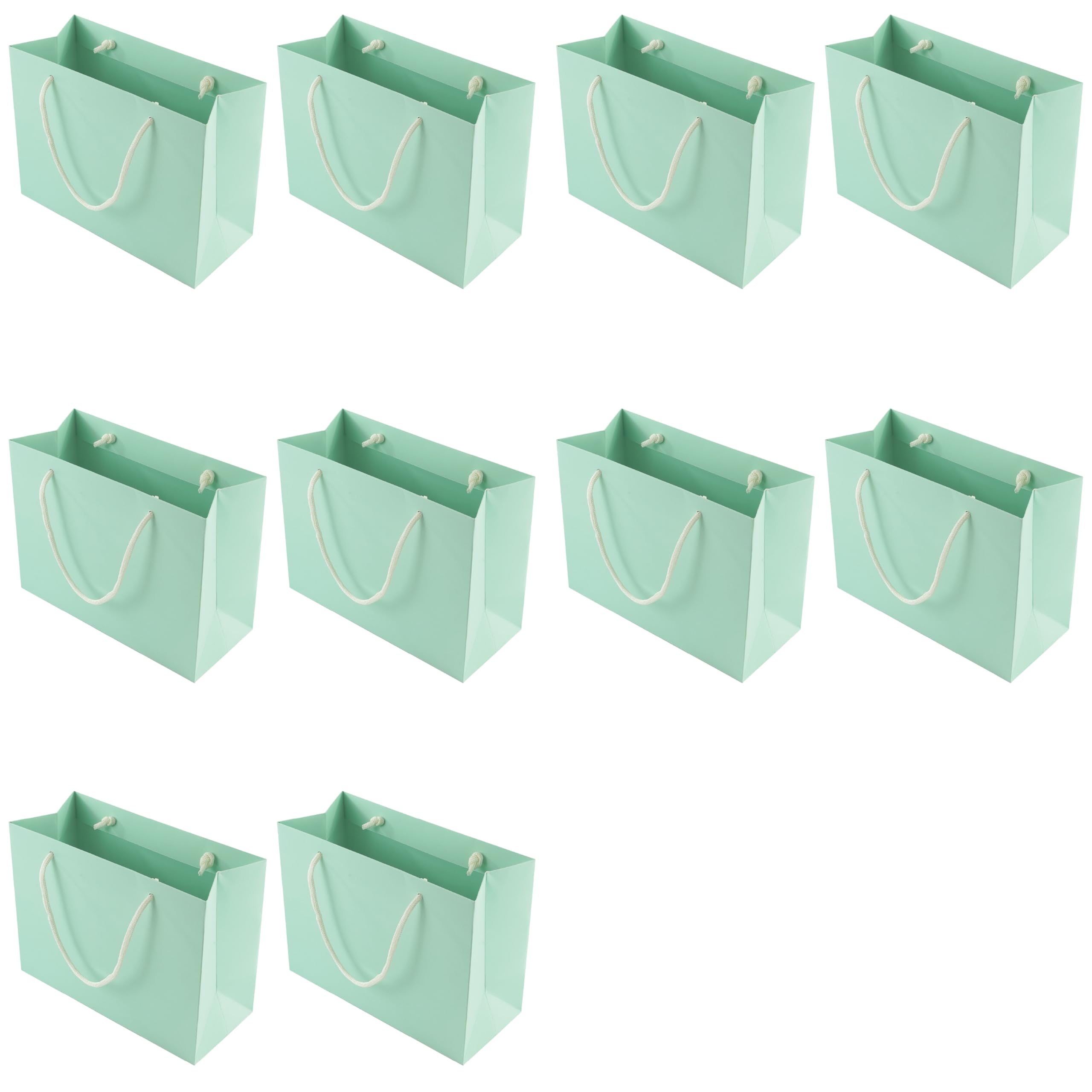 Pack of 10 Medium Mint Green Premium Eco Kraft Paper Gift Bags | Wide A5 (25x19x11cm) | Paper Braided Handles | FSC Certified | Plastic Free | Boutique Retail & Gifting โ image 1