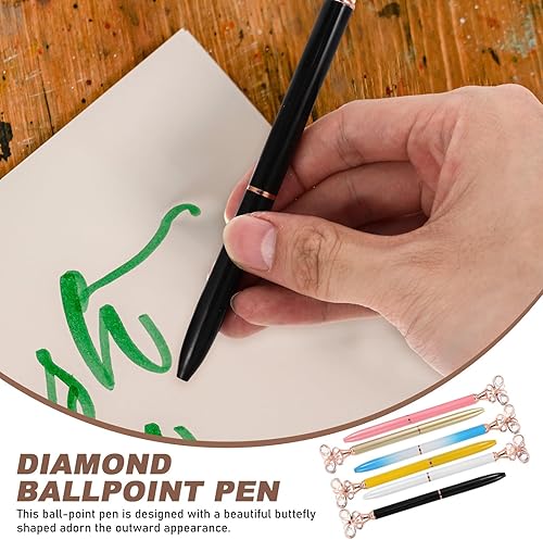 Miniatura 5 de STOBOK Bolígrafos creativos con diseño de mariposa de diamante para estudiantes, escuela, oficina, paquete de 6