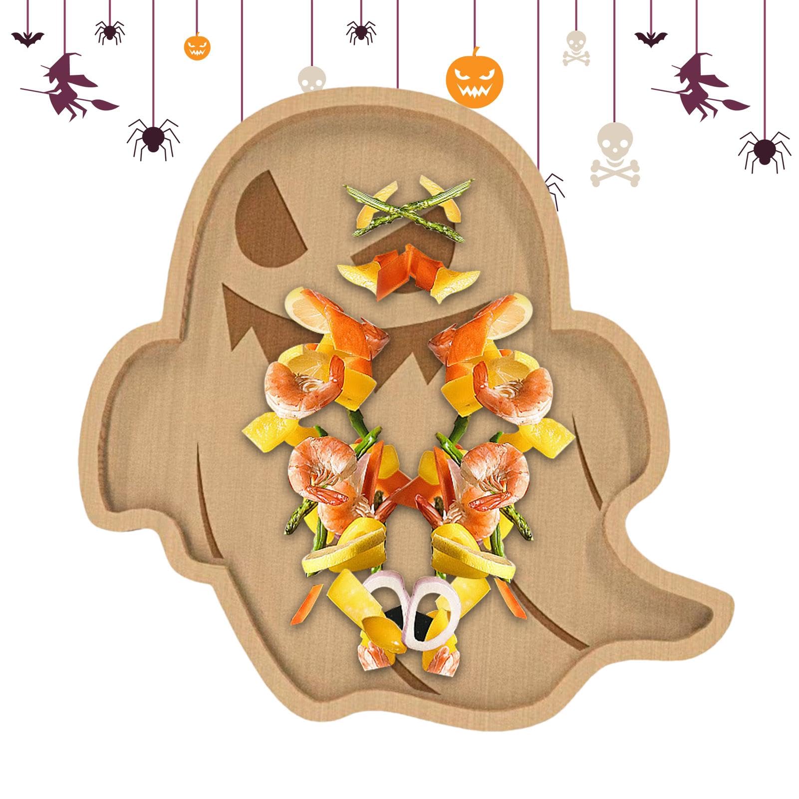 TABSIRAH Tagliere per salumi di Halloween, tagliere in legno per formaggi in stile cartone animato, piatti per antipasti di nuova forma, forniture per Halloween, decorazione per la casa per