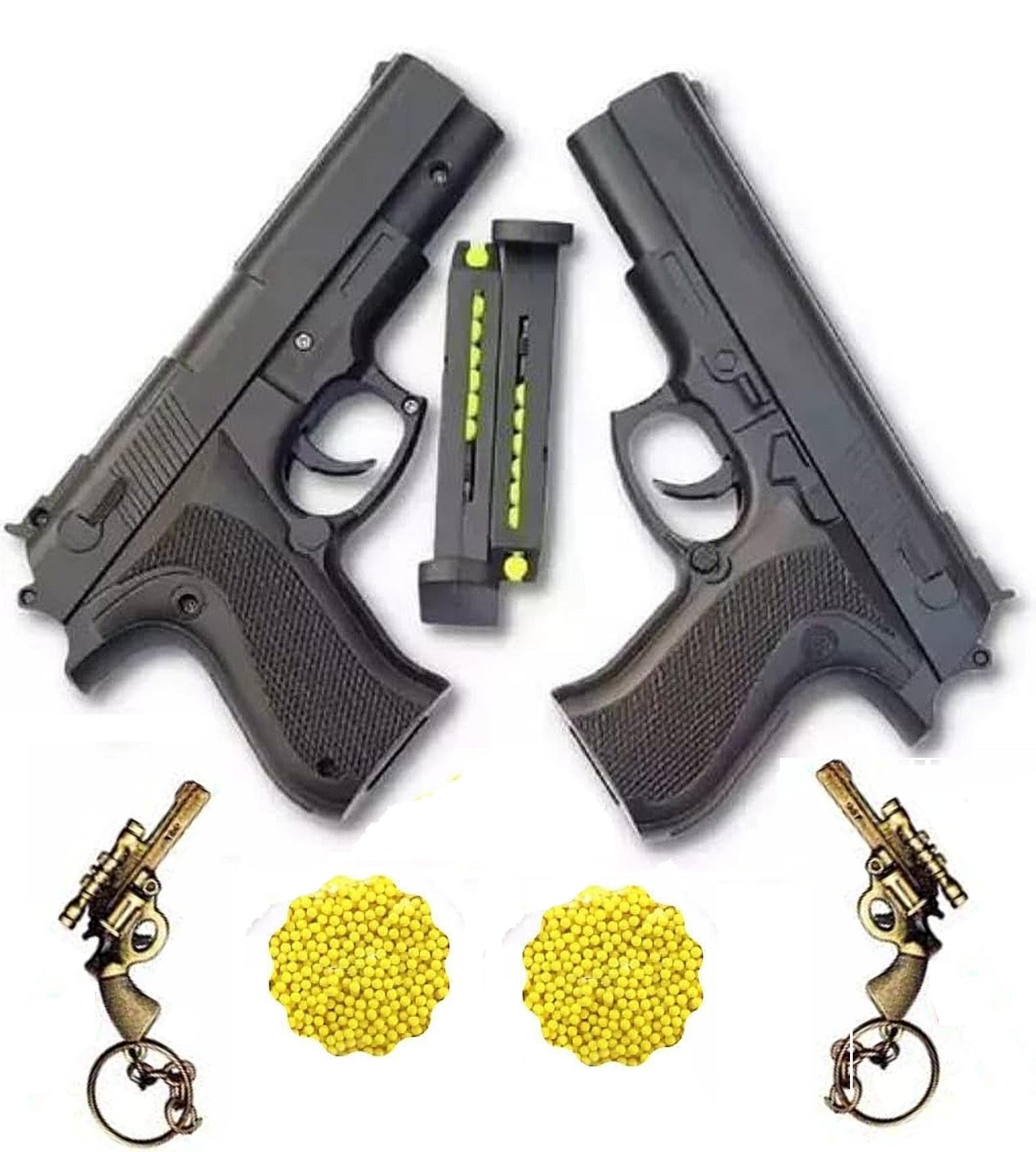 RZA 2 PUBG Gun P 729 for Kids and Darts with 100 bb Bullets 6 mm and 2 Gun Key Chain Guns & Darts