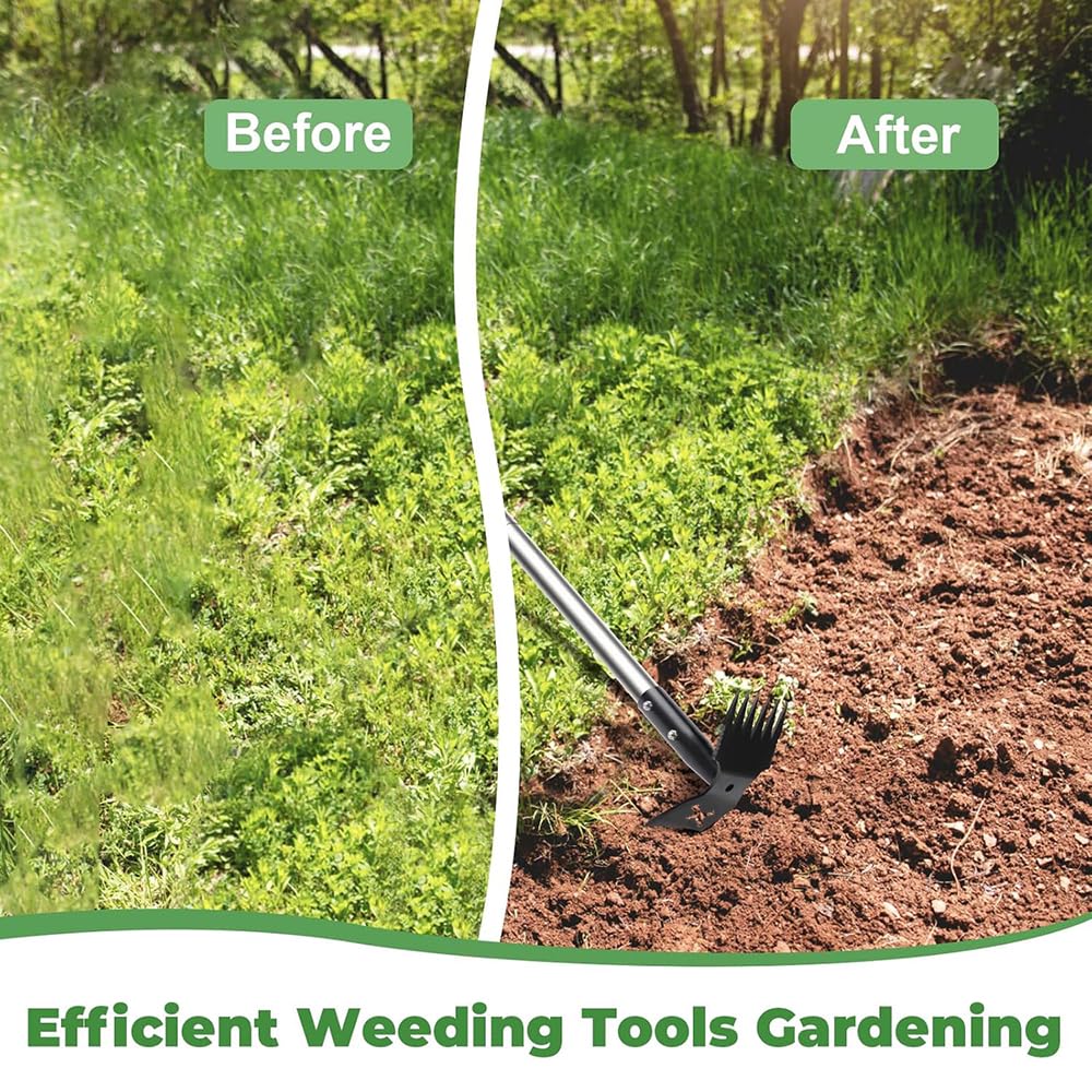 Estirpatore Erbacce con Manico Lungo 180 cm, Strumento da Giardinaggio 2 in 1, Strumento per Rimuovere le Erbacce con Manico Lungo, per Erbacce e Zappa da Giardino, Resistente, per Cortile, Prato