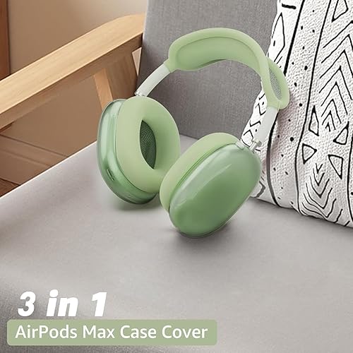 Vista 2 de Funda Protectora para Auriculares AirPods Max, Almohadillas de Silicona para los Oídos/Cubierta para la Diadema/Copas Auriculares de TPU Suave A1
