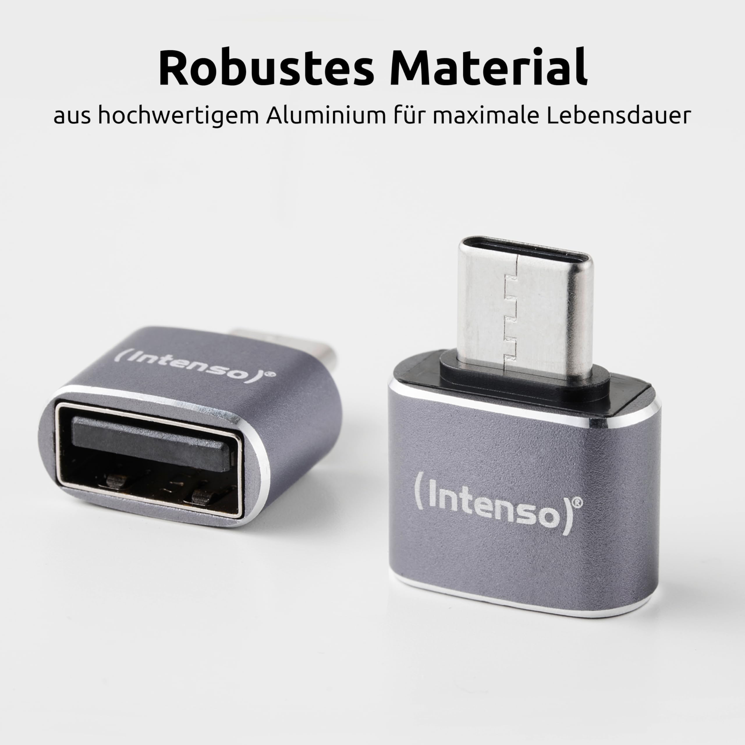 Intenso Adapter USB-A zu USB-C (A480C) 3 Stück, 480 Mbit/s High-Speed USB 2.0, OTG, Aluminium, Grau - 5