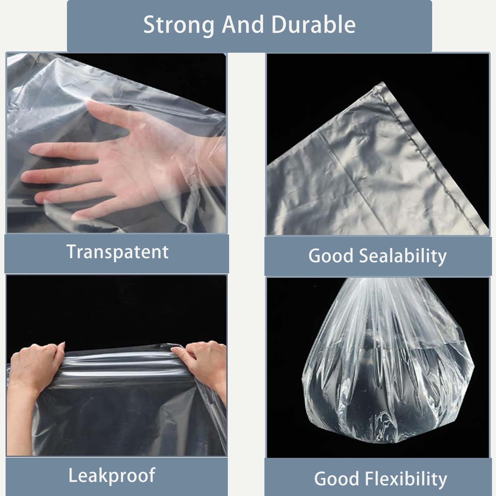 RJFUJP 5 PCS Large Clear Plastic Storage Bags, 90 * 120cm (35.4x47.2inch), Heavy-Duty, Waterproof, Reusable, Tear-Resistant - Image 3