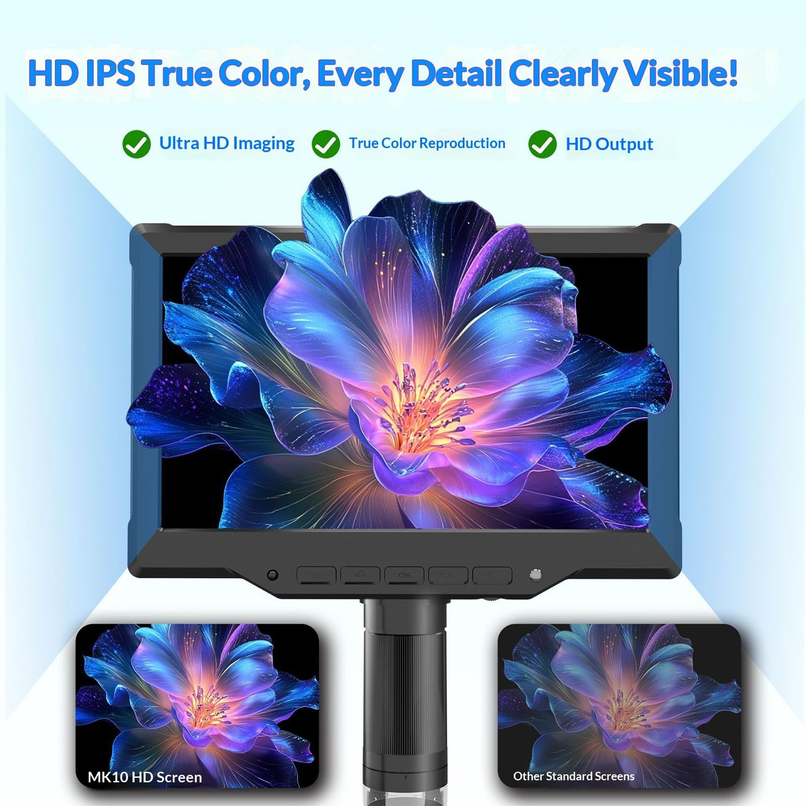 Microscopio digitale con display da 10,1 pollici ad alta definizione per immagini nitide ad ampio raggio e illuminazione integrata microscopio USB