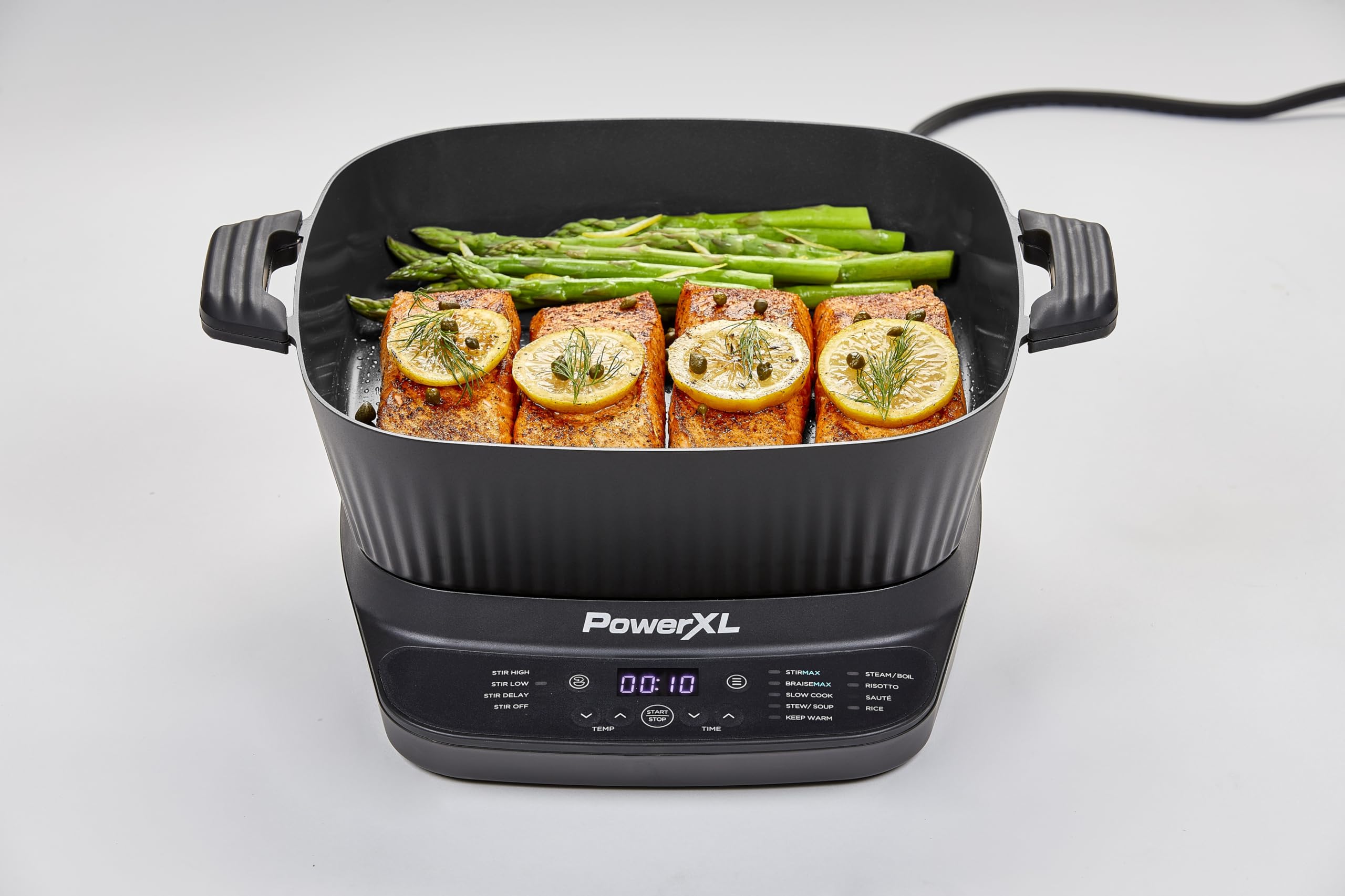PowerXL™ StirMax™ Olla Multifuncional 5,7L con Tecnología StirMax™, 12 Funciones Preestablecidas, 1500W, Revestimiento Antiadherente Blue Diamond, Cocción Rápida, Diseño Compacto y Temporizador.