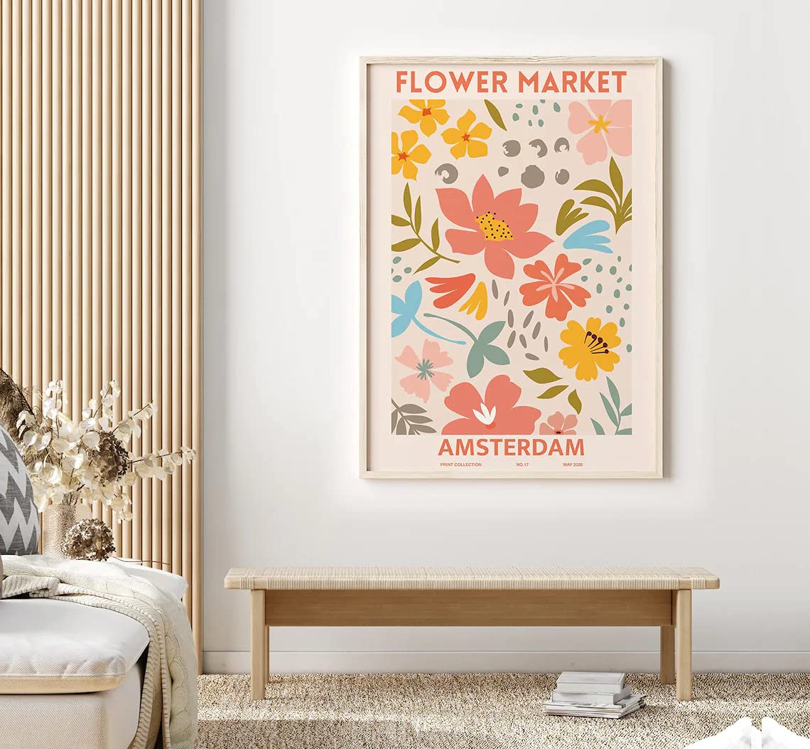 Posters & Prints Decor House, Flower Market Poster, Prints, New House Gift, Amsterdam Market, Matisse Printable Florist Wall Art Decor,No Frame Multicolor 24 x 36 Inch