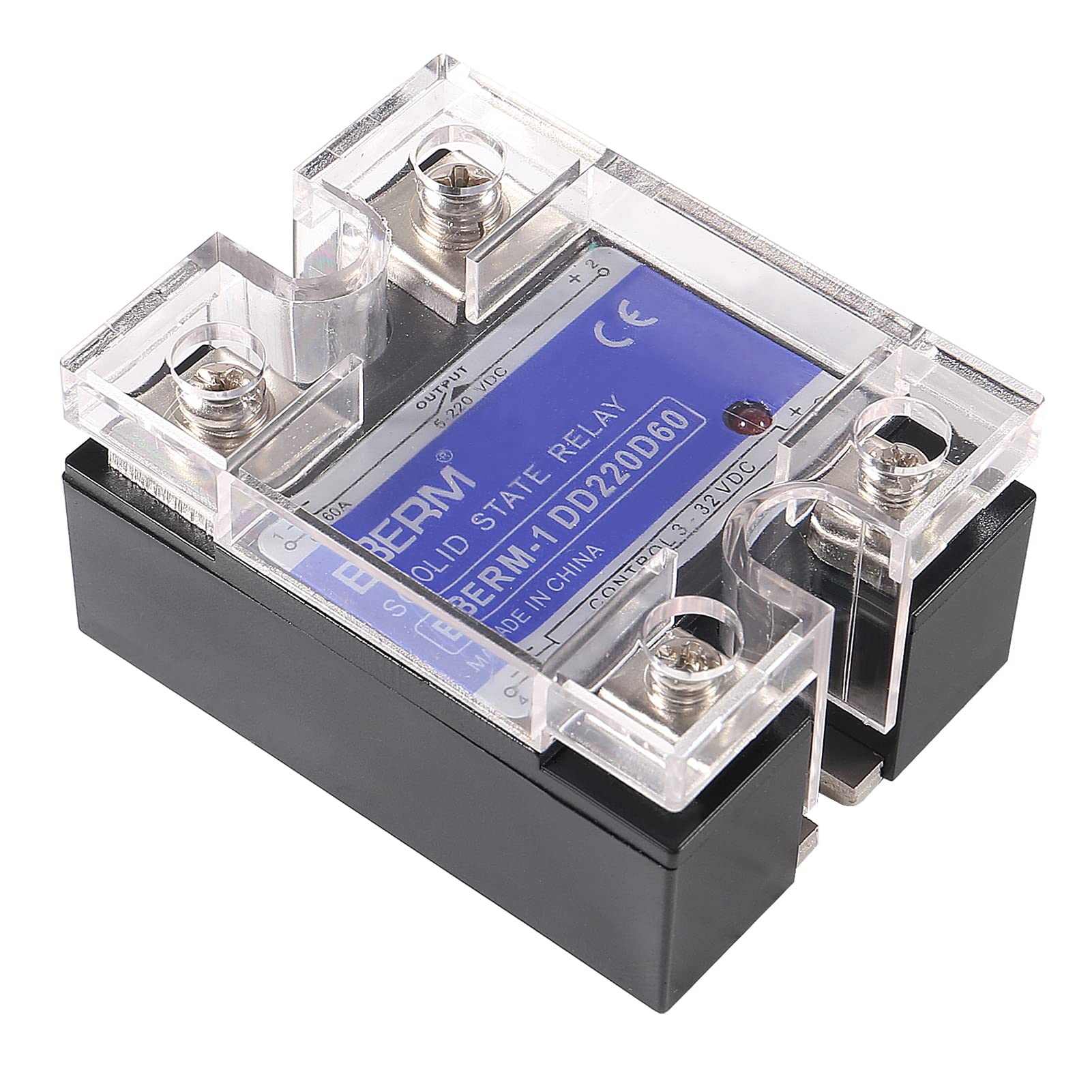 2PCS Relè a stato solido SSR-60DD DC a DC Ingresso 3-32VDC per uscita 5-240VDC 60A monofase con coperchio in plastica