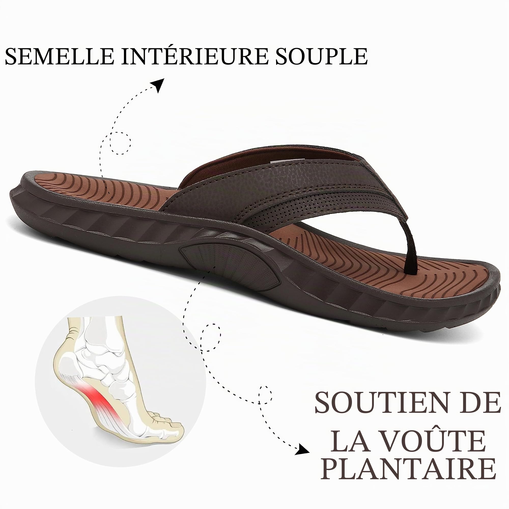 ChayChax Tongs Homme Sandales de Sports Orthopédiques de Soutien Flip Flops été Chaussures de Plage et Piscine