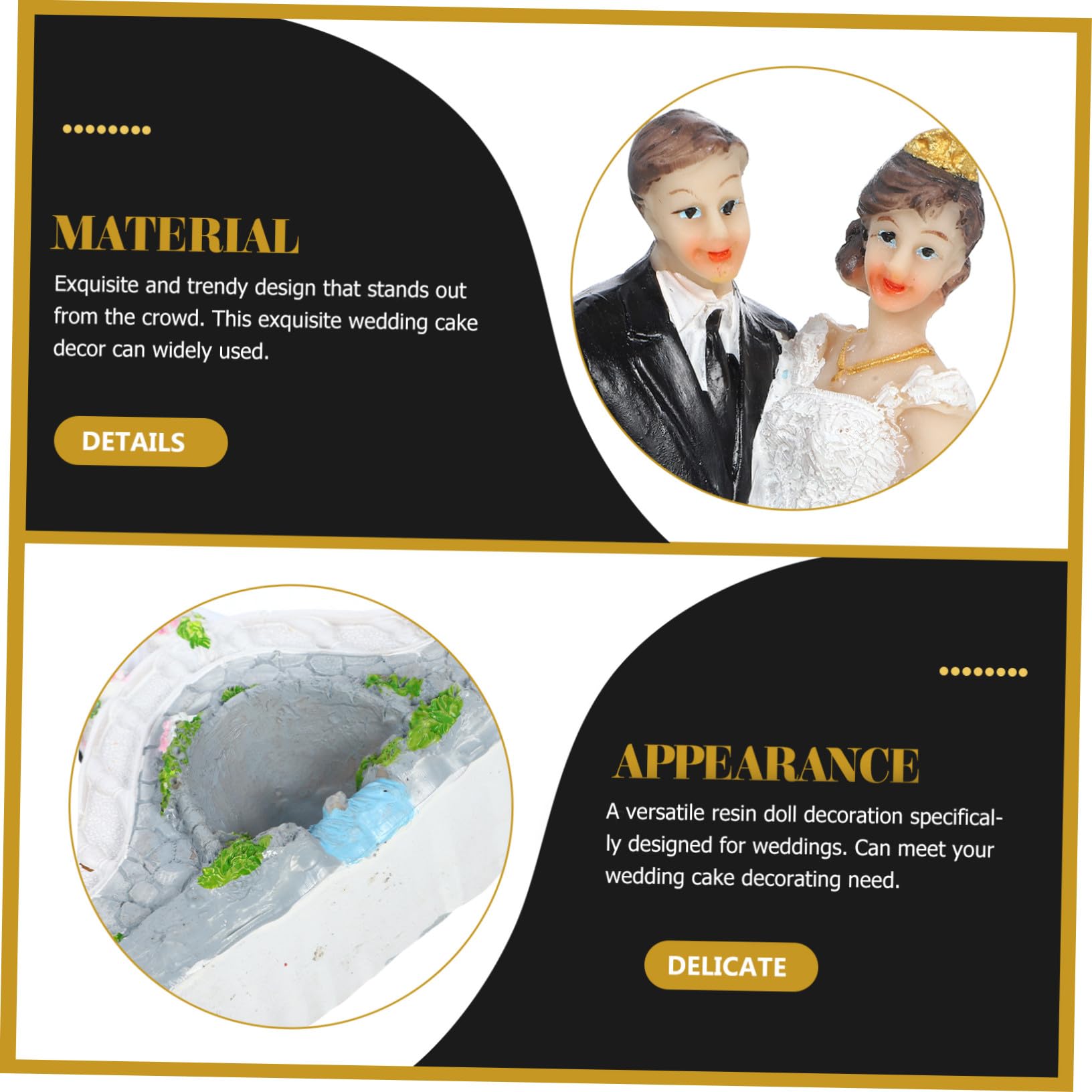VICASKY 4 Stück Elegante Hochzeitskuchen Dekoration Brautpaar Figur aus Langlebigem Resin Gestaltet für Hochzeitstorten Vielseitiger Cake Topper für Romantische Feierlichkeiten und