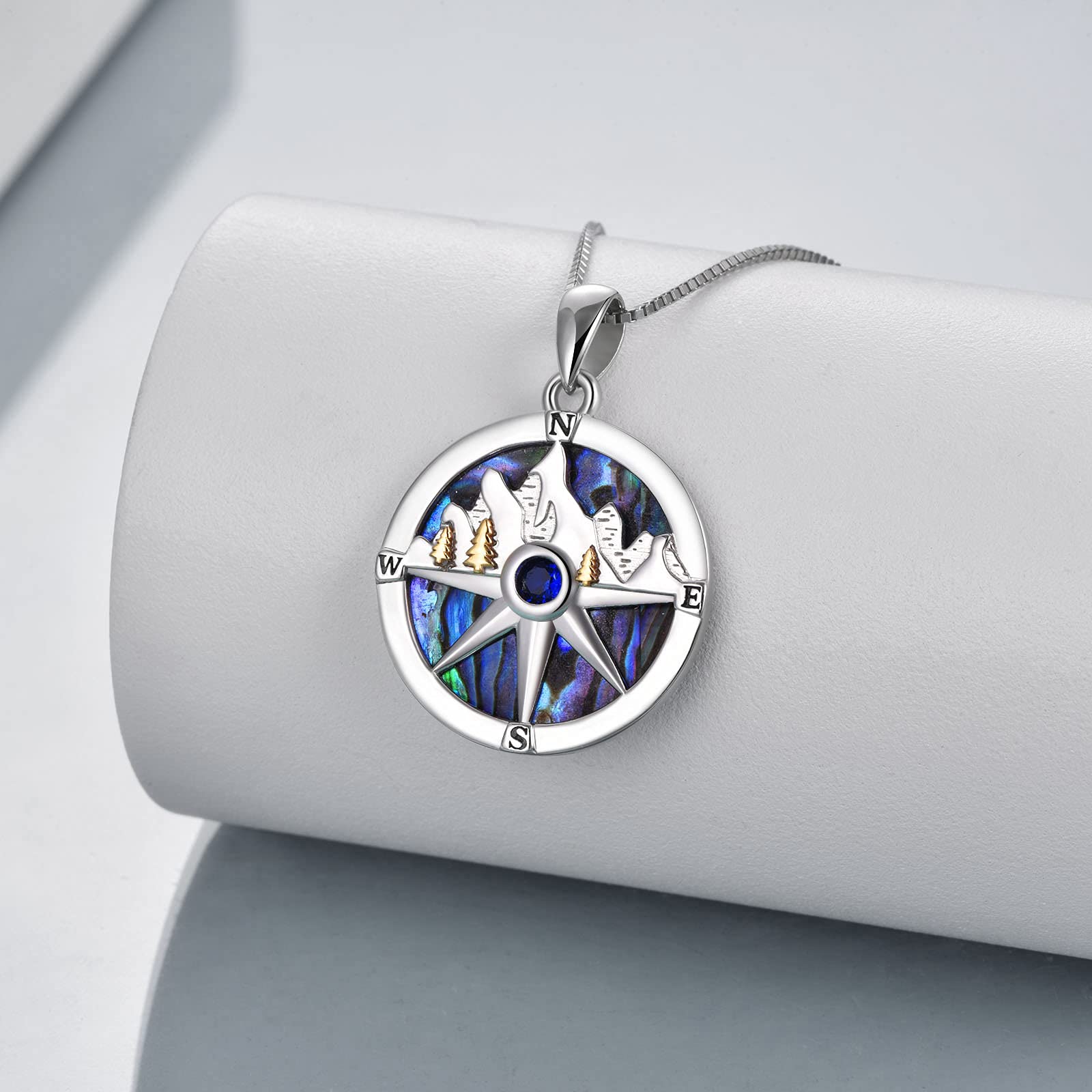 Collier boussole en argent sterling inspirant vintage nautique spinning boussole pendentif gravé « Go in your direction of your dream » Bijoux cadeaux pour fille, amis et sœurs, argent sterling, poli