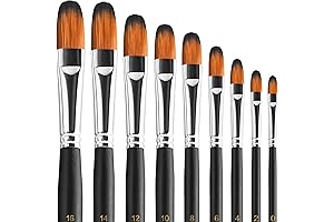 9-Piece Filbert Paint Brush Set for Exceptional Watercolor Masterpieces