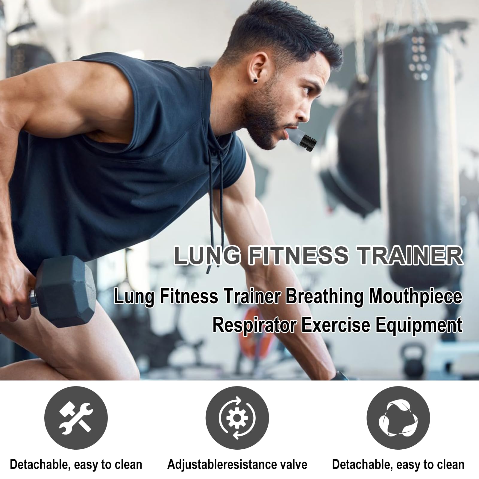 Respiratore Allenamento, Espansore Polmonare di Respirazione, Esercizio Respiratorio per Polmoni, Respiratore Spirometro Aumenta la Forza Respiratoria per Terapia Respiratoria (Grigio)