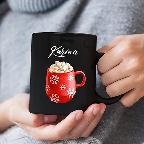 Miniatura 9 de Taza de cerámica de Navidad para pareja, taza de cerámica de Navidad con nombre inicial personalizado, tazas de café personalizadas para esposo