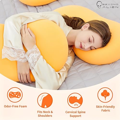 Miniatura 6 de Almohadas de espuma viscoelástica para dormir de lado, 28 x 16 pulgadas, almohada ergonómica de apoyo de cuello para aliviar el dolor de cuello y