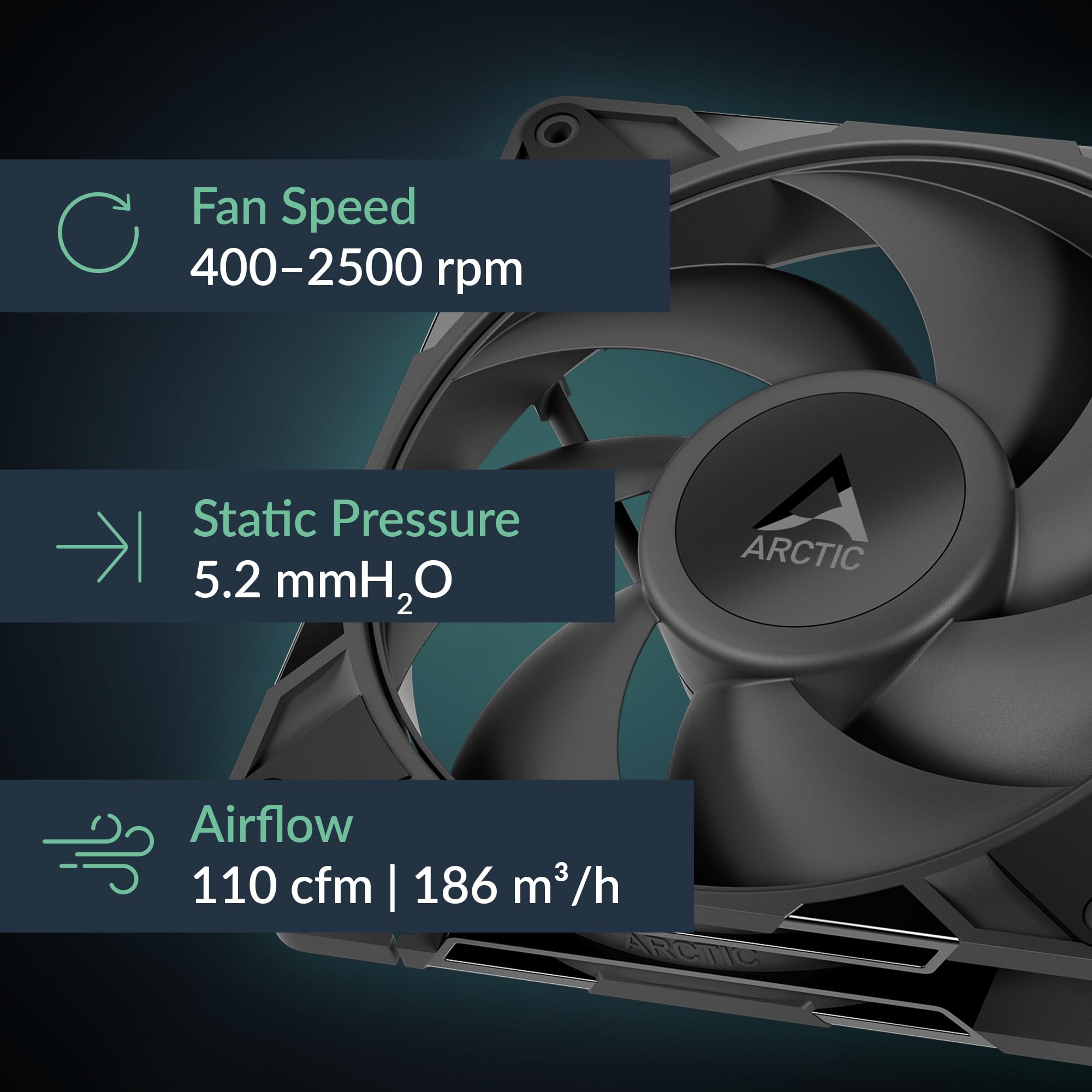 ARCTIC P14 Pro PST - 5 Pezzi - Ventola Potente Premium, ventola PWM da 140 mm con Sdoppiatore per Cavi a Y, 400-2500 rpm, 0 rpm <5% PWM, Cuscinetto Idrodinamico, a 4 Pin - Nero