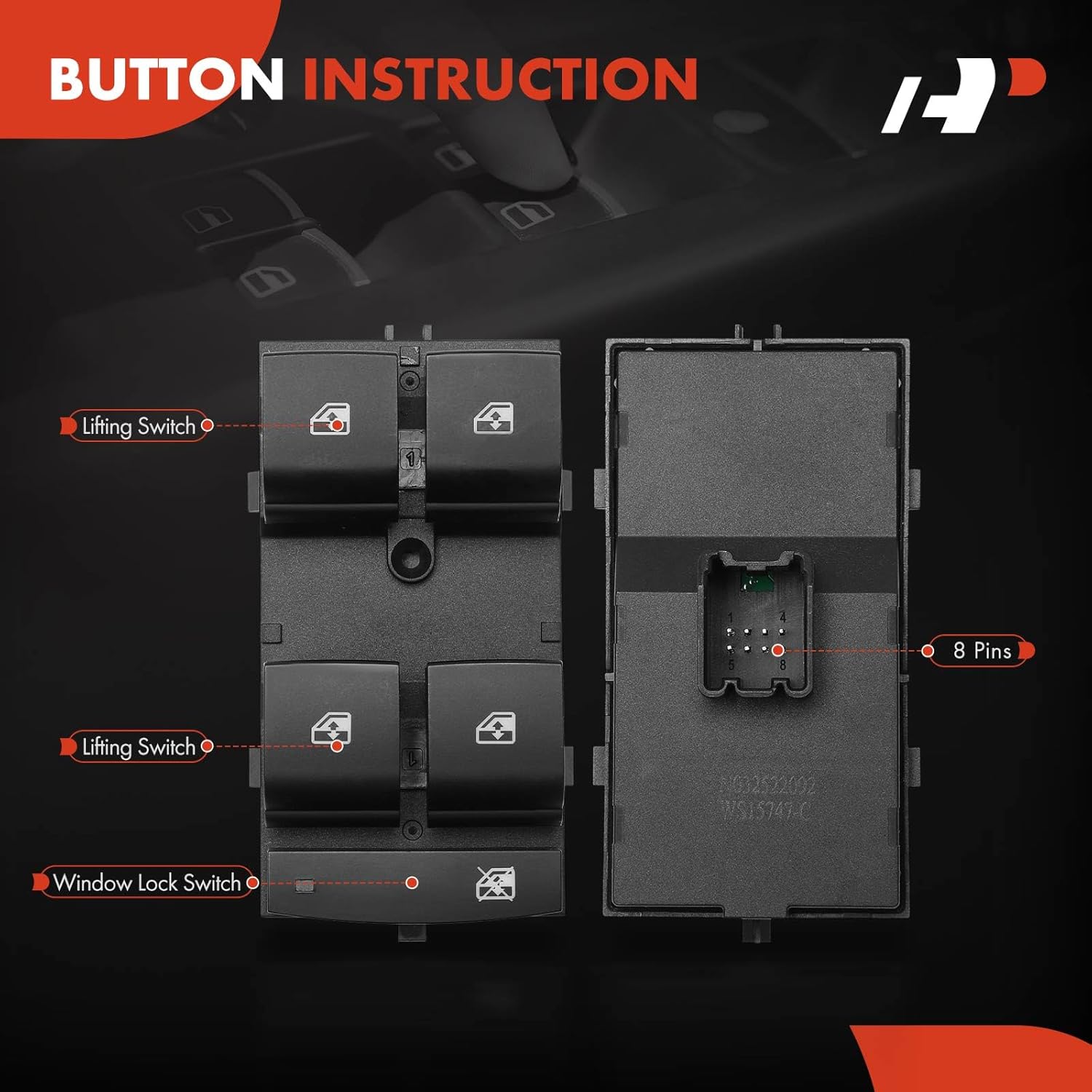 A-Premium Master Power Window Switch Compatible with Chevrolet Sonic 2017-2020 & Buick Regal 2012-2017, Front Left Driver Side