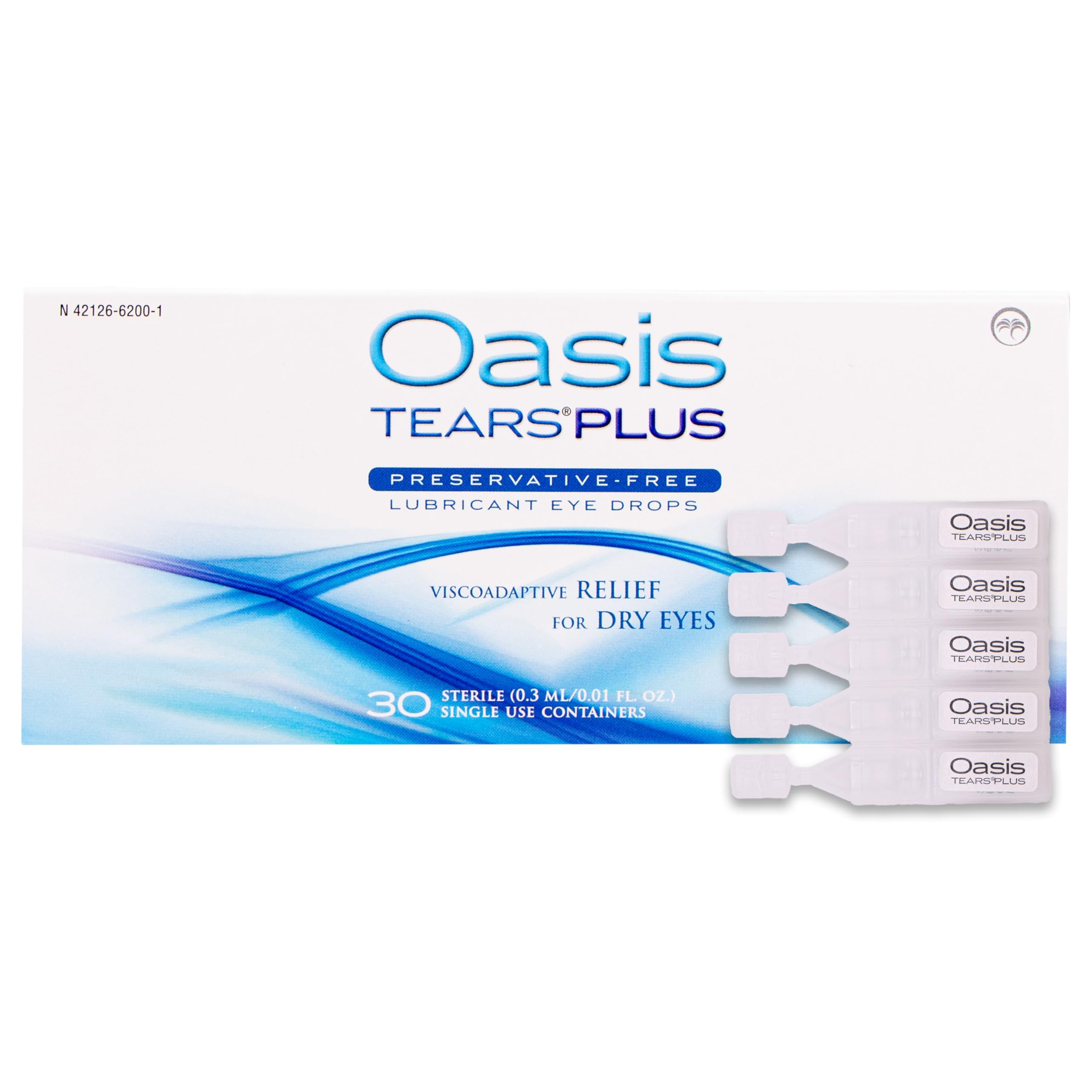 Oasis TEARS PLUS Preservative-Free Lubricant Eye Drops, 30 containers, 0.3 ML/0.01 FL OZ