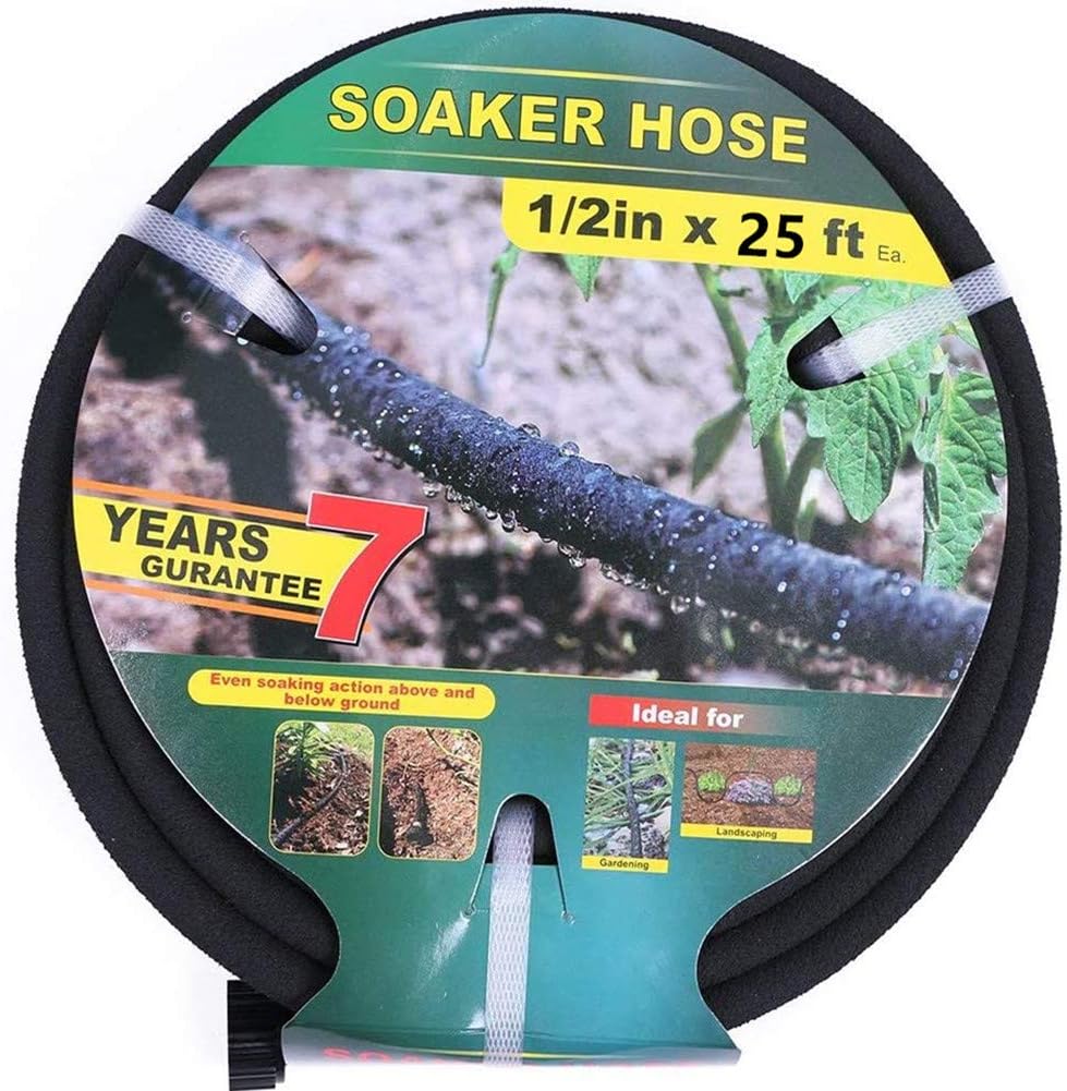 Taisia Soaker Hose 25 ft with 1/2’’ Diameter Non Toxic No Leaking Saves 70% Water Perfect Delivery of Water Great for Garden Flower Bed