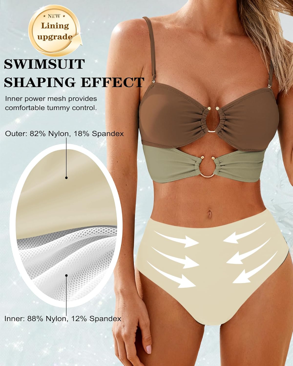 Jolefille 2 Piece Swimsuit for Women Strapless Bathing Suit High Waisted Bikini Sets Full Coverage Bandeau Swim Suits Teens - Image 6