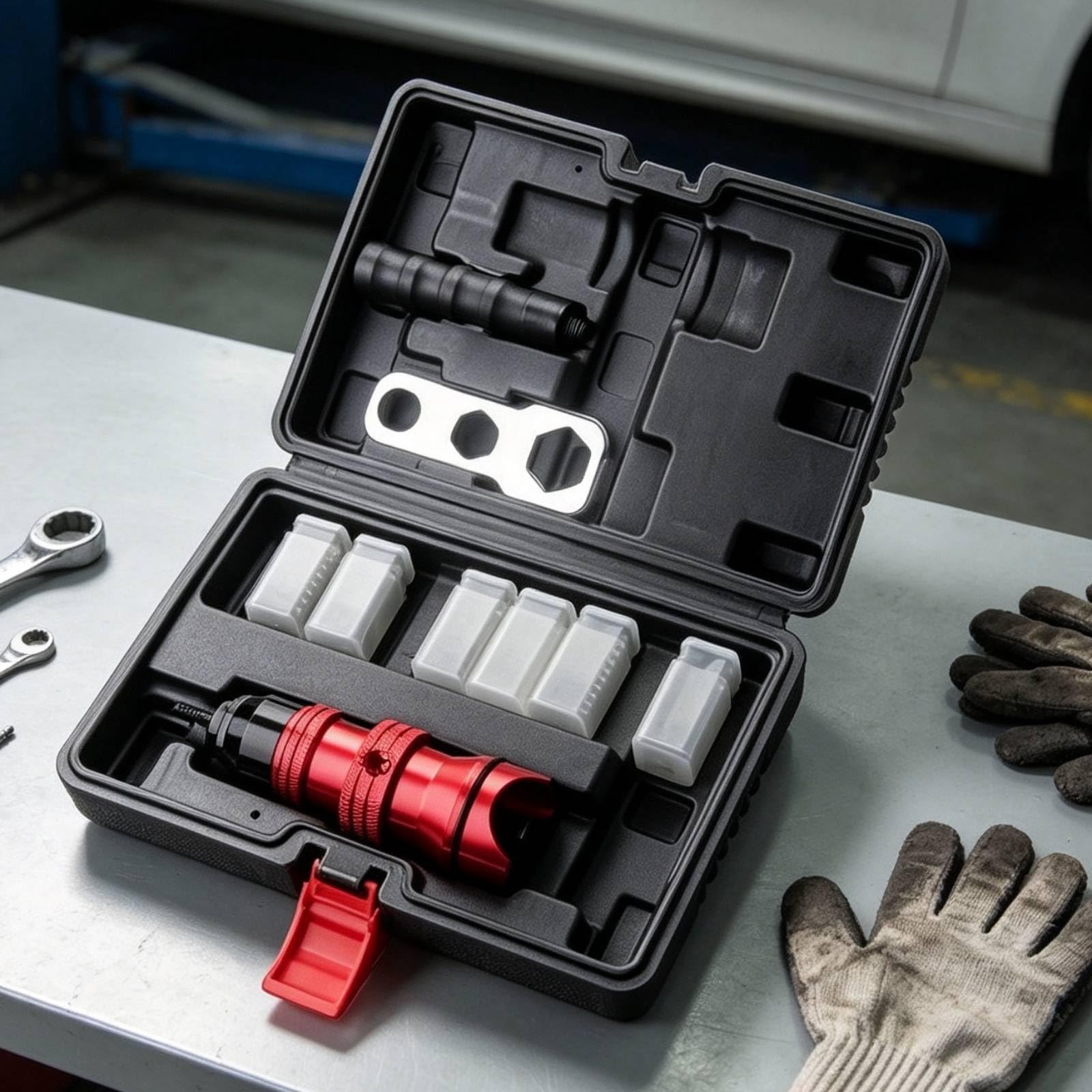 harayaa Adattatore Rivetti Elettrico Kit Rivettatrice per Trapano Testa Conversione Set Rivetti Multiple Misure Chiave Piastra Multi Foro Corpo in Alluminio
