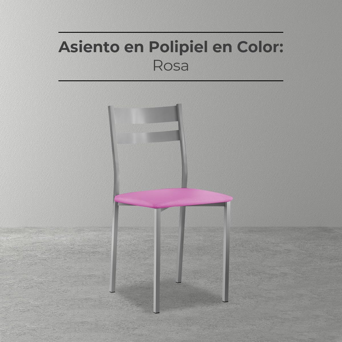 ASTIMESA SCRFRS Due sedie da Cucina, Metallo Finta Pelle Alluminio, Rosa, Altura de asiento 45 CMS