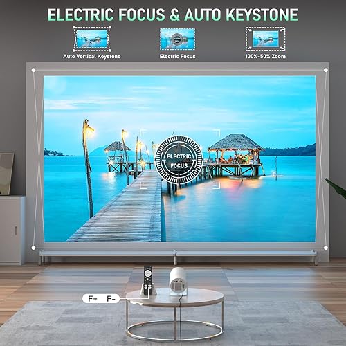 Miniatura 3 de Aplicación con licencia oficial y enfoque eléctrico Proyector con WiFi y Bluetooth, XuanPad Full HD 1080P Proyector portátil, soporte giratorio de