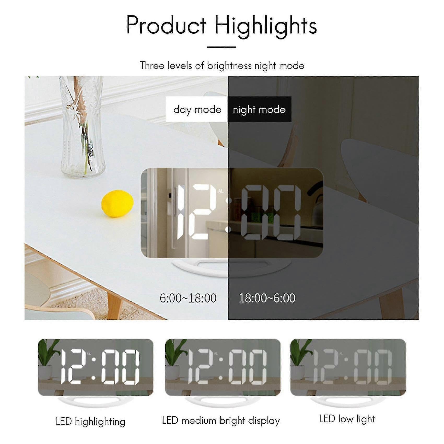 Reloj despertador vibrador multifuncional con pantalla digital, reloj electrónico simple y fuerte vibrador de escritorio