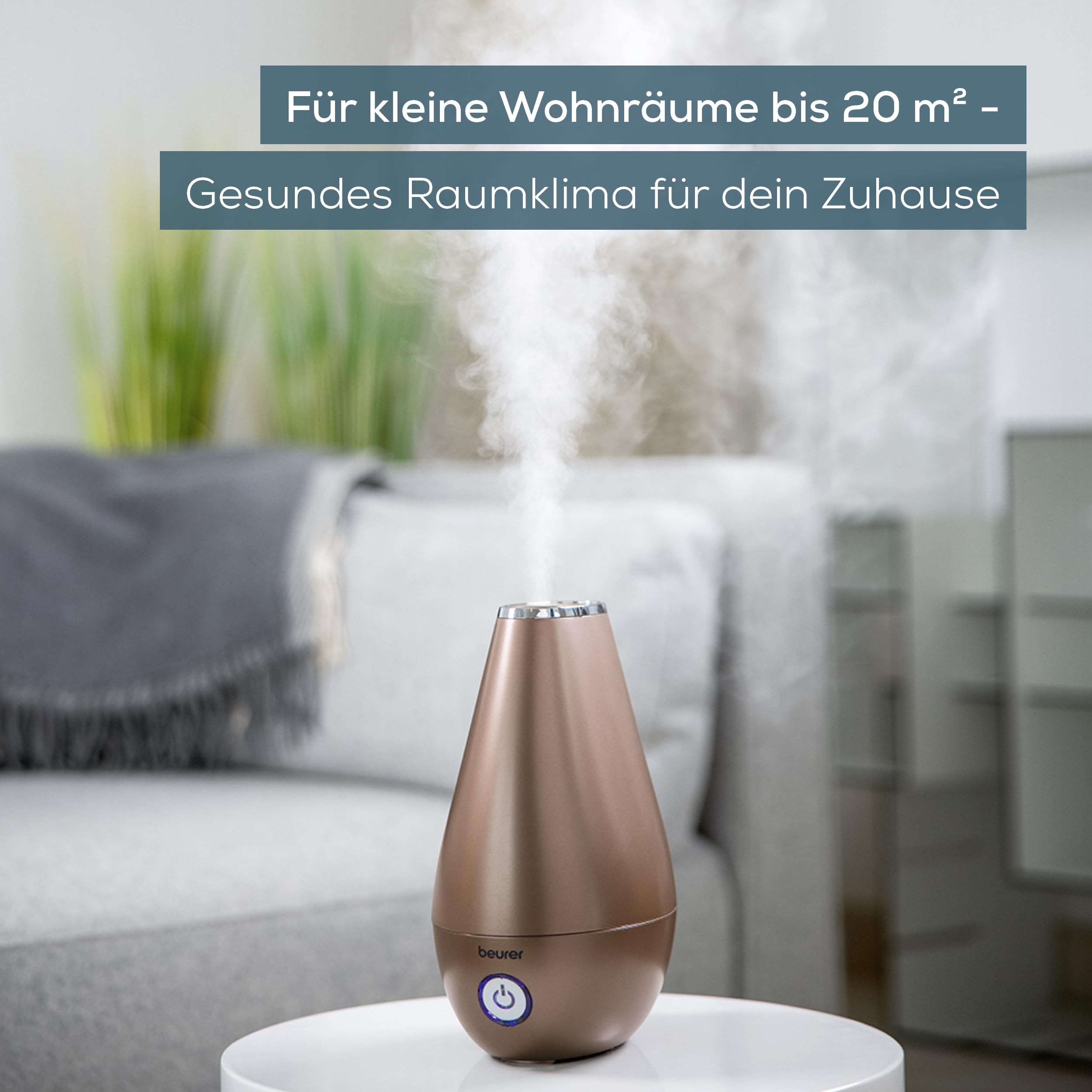 Beurer LB 37 Luftbefeuchter mit Ultraschall-Zerstäubung, Aroma Diffuser, 2L Tank, bis 20 m², toffee