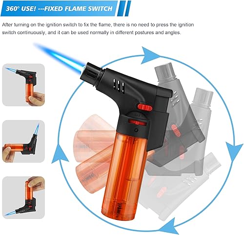 Miniatura 5 de Paquete de 4 encendedores, llama chorro, gas butano, mini encendedores recargables a prueba de viento, para vela, chimenea, parrilla (gas no